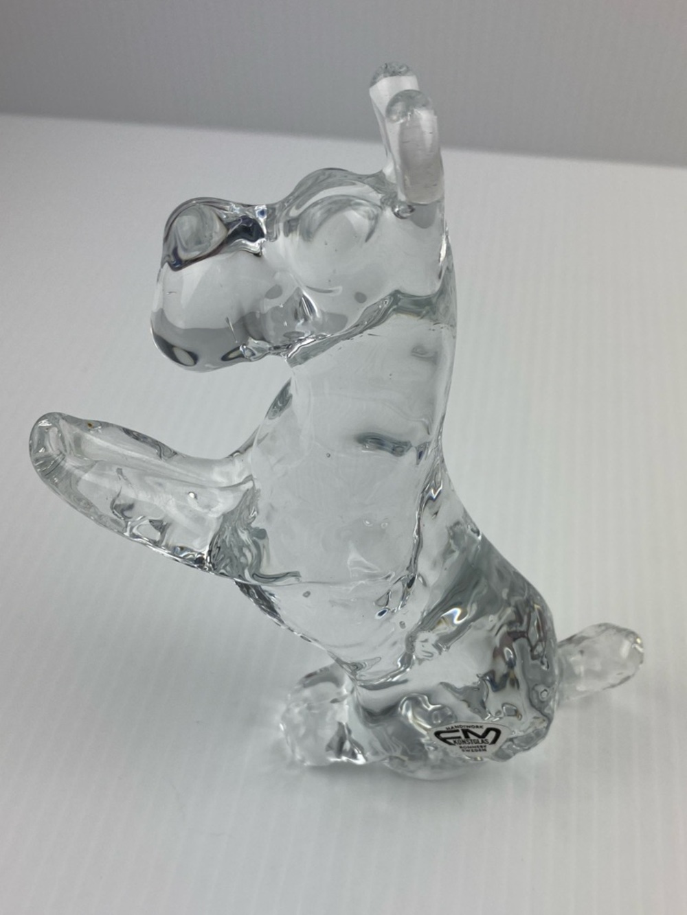 Vintage FM Konstglas Lead Crystal Dog Figurine Scottie Terrier 1960s